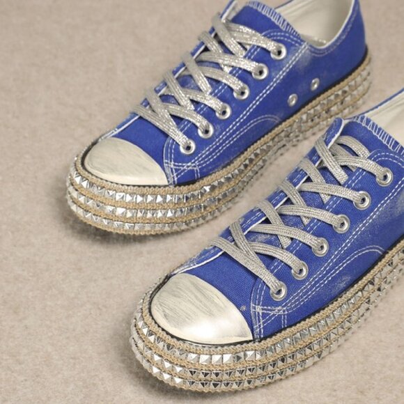 NIB MIRACLE MILES, MiiM BILLIE STUDDED LOW TOP SNEAKER, BLUE, VARIOUS SIZES - Picture 5 of 7